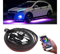 Car Underglow Lights, 4Pcs (2x60 + 2x90 Cm) 64 Modes Bluetooth APP Control LED Neon Undercar Glowlight, 12V 16 Million Color RGB Decoration Lighting Kit for Car Bumper Car Bottom