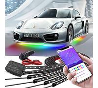 Car Underglow Lights, Bluetooth Dream Color LED Strip Lights Kit, 6 PCS Waterproof Exterior Car Lights with Ultra Long 2-in-1 Design (4x 20 inch + 2 x 60 inch), APP Control Under LED Lights for Cars