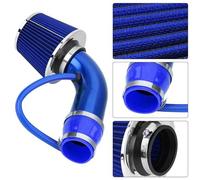 Car Universal 3" 76mm Air Filter & Cold Air Intake Pipe Turbo Induction Pipe Tube Kit With Air Filter Cone Aluminum Pipe Kit Air Intake Hose Pipe(Blue)