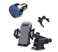 Car Universal Mobile Holder & USB 6 in 1 Super fast 30 minute Car Charger (IPhone, Ipad, Samsung Super Fast Charging Multi charge 3X Times Faster)