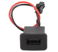 Car USB 2.0 Female Power Socket - 5V 1A Black ABS In-Car Charging Port for Central Control Panel Installation, Compatible with Most Vehicle Models