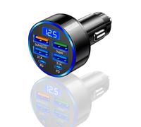 Car USB 6 in 1 Super fast 30 minute Car Charger, USB C Cars Charger 12V/24V USBs Socket 300W Quick Charge Fast Cars Chargers Adapter for iOS, Android Smartphones, Multi charge 3X Times Faster