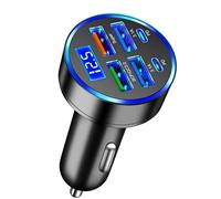 Car USB 6 in 1 Super Fast 30 Minute Charger, 66W High-Speed Car Charging QC3.0 12/24V, Chargers Adapter 2 PD 4 USB-A, Cigarette Lighter Charger for iPhone Android Samsung Galaxy iPad