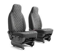 Car & Van Leatherette Seat Covers Front Pair | Waterproof Diamond Stitch Car, Van, Pickup & Motorhome Seat Covers | Airbag Compatible | Integrated Headrest | Driver & Single Passenger