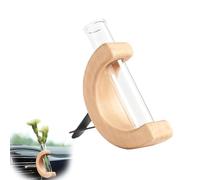 Car Vase Vent Clip, Detachable Auto Flower Vase with Clip, Automobile Creative Charm Interior Wooden Ornament Decorations Accessories, Glass Tube for Fresh Plants
