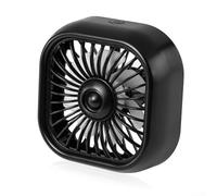 Car Vent Clip Fan Powered by USB with Quiet 3 Speed Airflow, Soft Rubber Clip for Air Outlet Mount, Mini Fan with Independent LED Light Control and Long Press Switch (Black)