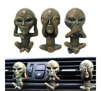 Car Vent Decor Alien Statue | 3 Cute Air Freshener Clip For Car | For Car Air Conditioner Vent Decor, 2 In 1 Car Interior Air Outlet Freshener Perfume Clip