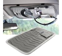 Car Visor CD Case Holder, Universal Sun Visor Organizer Pocket Storage Pouch with 8 DVD Storage Sleeves, 3 Card Holders, Sunglass Holder and Pen Holder(Grey)