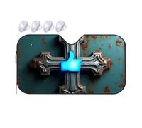 Car Visor Extender Sun Blocker Rustic Cross With Glowing Blue Thumbs Up Symbol Car Windshield Sunshade Car Window Covers Sunshade For Car Windshield(70x130cm)