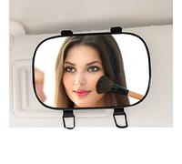 Car Visor Mirror - 6.7 Inch Auto Makeup Cosmetic Vanity Sun-Shading Mirror with Adjustable Double Elastic Clip Clamp Universal for Mount on Car Truck SUV Van Sun Visor