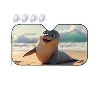 Car Visor Seal On The Beach: A Cute Coastal Creature Car Windshield Sunshade Polarized Sun Visor For Car Windshield Cover Sun S(76x140cm)