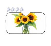 Car Visor Sunshine In A Glass: A Bouquet Of Yellow Daisies Car Windshield Sunshade Polarized Sun Visor For Car Windshield Cover Sun S(70x130cm)