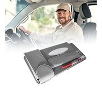 Car Visor Tissue Holder Visor Tissue Holder Leather Car Tissue Holder Artificial Leather Multifunction Hanging Sun Visor Napkin Holder for Car Vehicle Auto SUV (Gray)
