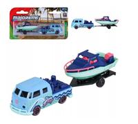 Car Volkswagen T1 + Boat Trailer Model Toy Diecast 1:64 Scale Majorette