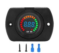 Car Voltmeter LED Digital Display Voltage Gauge, 12V DC Volt Meter for Trucks Buses Ships Yachts, Universal Car Voltage Monitor with Matte Black ABS Housing and Heat -