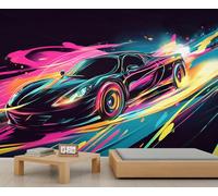 Car Wall Murals, Cool Sports Car Mural, Graffiti Cars Wallpaper for Living Room Bedroom Study TV Background Decor - 366x254cm