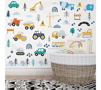 Car Wall Stickers 12 Sheets/180 Pcs Bohemian Style Wall Decals for Bedroom Living Room Home Office Decor Art Sticker Peel and Stick Cartoon Vehicle PVC Murals Sticker Vinyl Kitchen Walles Decal