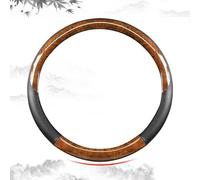 Car Walnut Wood Grain Coffee Color Solid Wood Steering Wheel Cover Suitable For Audi A1 2010 2011 2012-2015,Non-Slip Segmented Protective Cover Interior Accessories,D leather mahogany