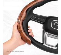 Car Walnut Wood Grain Coffee Color Solid Wood Steering Wheel Cover Suitable For KIA Seltos KX3 2020 2021 2022 2023,Non-Slip Segmented Protective Cover Interior Accessories,C LongGlossy