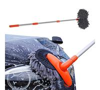 Car Wash Brush Kit, 53 Inch Car Wash Mop 360 Rotating Heads Cleaning Mop Mitt For Caravan Truck Van Tyre Window Wheel Roof 2 In 1 Interior Duster Remover Scratch Clean Mop 2 Replacement Head
