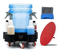 Car Wash Bucket Dolly with Bottle Bays, Red Sedimentfilter & Wash Mitt