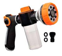 Car Wash High Pressure Garden Hose Nozzle with Soap Dispenser - Heavy Duty Soap Sprayer Hose Attachment for Pet Bathing & Lawn Watering, 8 Spray Patterns, 3.5 Oz Capacity, Ergonomic Grip