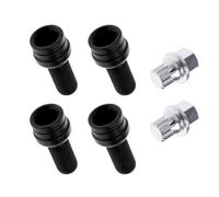 Car Wheel Bolts Parts Compatible With For A8 For TT Car Wheel Studs 4pcs M14x1.5 Wheel Lock Nut Set Key Adapter And Hub For Bolt Set Stud Nuts(Black)
