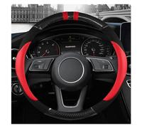 Car Wheel Cover 38CM Carbon Fiber Leather Car Steering Wheel Cover For A1 A3 A4 A5 A6 A7 A8 Q2 Q3 Q5 Q7 Q8 S4 S3 S5 S6 S8 RS6 Wheel Cover(Red)