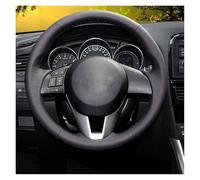 Car Wheel Cover DIY Hand-stitched Car Steering Wheel Cover Black Artificial Leather For Mazda 3 CX-3 2016 CX-5 CX5 Atenza 2014 Steering Covers(Black)