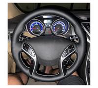 Car Wheel Cover Protector For Hyundai For Elantra 2011-2018 For Avante For I30 2012-2018 Car Steering Wheel Braid Cover Customized Anti-Slip Black Artificial Leather(Black Thread)