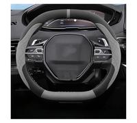 Car Wheel Cover Protector For Peugeot For E-3008 3008 For E-2008 2008 E-308 GT 2021-2025 Leather Car Steering Wheel Cover(Black gray A)