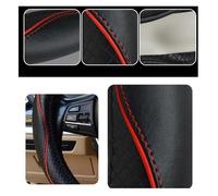 Car Wheel Cover Universal 38CM Genuine Leather Car Steering Wheel Cover Black Line Elegant Steering Wheel Cover(Black)