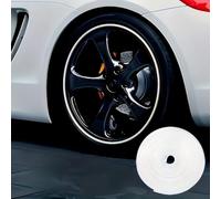 Car Wheel Protection Ring, Car Wheel Hub Decorative Strip/Anti-Scratch Soft Rubber Strip/Decorative Line Sticker (White)