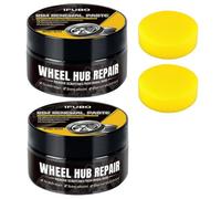 Car Wheel Scratch Repair Polish - Hub Polishing Paste with Sponge, Removes Scratches & Restores High-Gloss Finish for Alloy, Steel & Chro-me Wheels 80 Grams (2 Pcs)