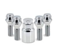 car Wheel Stud Compatible With Nissan 5pcs Wheel Bolts Locking Lug Nuts M12 X 1.5 With Locks Key Wheel Hub Tyre Screw Bolt