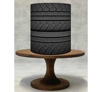 Car Wheel Tyre Tread Pattern Edible Cake Wrap Around & Cake Topper for Mechanic Theme Birthday Cakes - Icing Sheet or Wafer Paper!116 (Wafer Paper)
