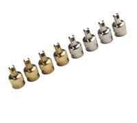 Car Wheel Valve Stem Made Of Copper With Built In Key For Easy Core Extraction Protects Against Mud Rain And Leakage Eight Pieces In Silver And Yellow For General Vehicle Use