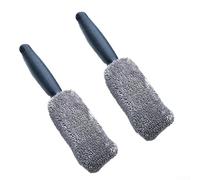 Car Wheel Wash Cleaning Brush, 2-Pack Microfiber Tire Rim Brush for Car Detailing, Portable Water-Absorbent Scrubber for Auto Wheels and Tires(Gray)