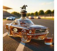 Car Whiskyflasche, Car Shape Shaped Novel Glass Whiskey Decanter Set Wild Horse Whiskey Decanter Bottle Liquor Dispensing Container Wisky Awakener Whisky Gift for Automotive Enthusiast Men A