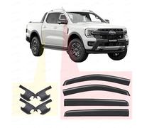 Car Wind Rain Deflectors + Door Handle Cup Protectors Kit for Ford Ranger 2023-2026 | Matt Black DIY Paintable | Anti-Scratch & Dust