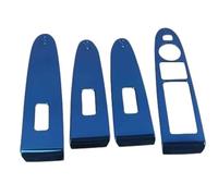 Car window buttons For Kia For Sportage R 2010-2014 2015 Car Inner Door Window Switch Panel Cover Trim Decoration Accessories Interior Silver Mouldings(Blue)