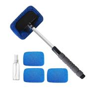 Car Window Cleaner Tool, Washable Microfibre Cloth with Inner Cleaner Brush, Rotating Brushes, Car Detailing Cleaning for Home, Truck, Mirror, Floor