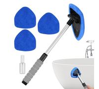 Car Window Cleaning Kit - Fiber Glass Defogger, Windshield Scraper | Complete Six-Piece Set with Retractable Mop, Spray Bottle, and Cloth Covers, Fibers for Safe Glass Cleaning