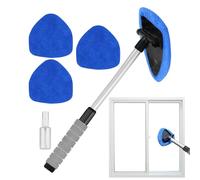 Car Window Cleaning Tool - 6 Piece Car Window Cleaning Kit Retractable Handle Broom Glass Fiber Defroster Spray Bottle 4 Fabric Covers