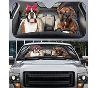Car Window Covers Boxer Dog Couple Wearing Glasses Tie Windscreen Cover Keep Vehicle Cooler Windscreen Car Sunshades Universal For Suv Summer Car