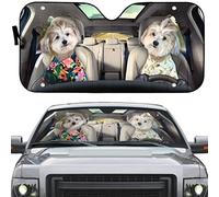 Car Window Covers Foldable Windscreen Car Sunshades Block Uv Rays Front Windshield Sun Shade Universal For Summer Suv Truck Shih Tzu Dog Cute Happy Couple Hawaii Shirts Drive M