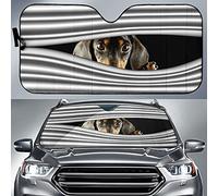 Car Window Covers Keep Cooler Front Windshield Sun Shade Block Uv Rays Windscreen Car Sunshades Universal For Summer Auto Suv 3D Funny Dachshund Hiding Behind Curtain M
