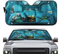 Car Window Covers Keep Cooler Front Windshield Sun Shade Foldable Windscreen Cover Universal For Auto Suv Summer Sea Turtle Driving Under The Sea,Funny Sea Turtle Family Driving L