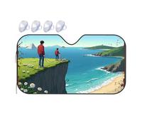 Car Window Covers Two Men On A Cliff Overlooking A Beautiful Coastal Landscape With Car Windshield Sunshade Sun Shade For Car Windshield Car Shade(76x140cm)