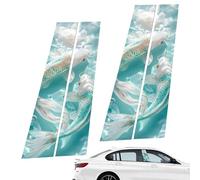 Car Window Pillar Stickers | Car Center Column Sticker - Anti -Scratch Stickers, Window Pillar Posts Molding Cover Black Wolf Engulfed In Flames For Exterior